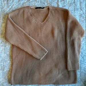 New Jenni Kanye women’s cotton blend V-neck sweater in rosewood, size medium